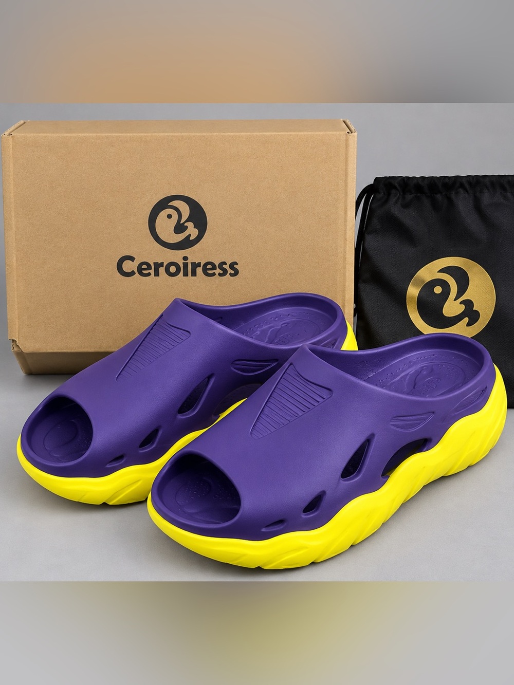 NWT Ceroiress Purple Yellow Platform Clogs Slides EU 45 Men’s US 11